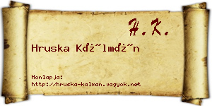 Hruska Kálmán névjegykártya